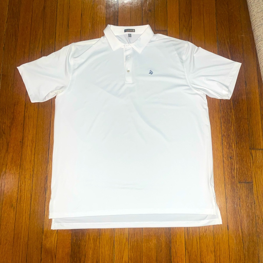 Men’s White Peter Millar Golf Shirt- Longmeadow Country Club